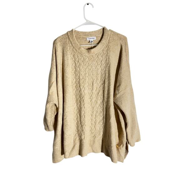 Calvin Klein Beige Cable Knit Oversized Sweater – Women’s Large - Picture 1 of 4